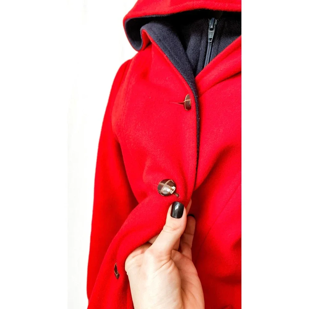 Vintage 80’s All Outdoors Mackintosh Red & Navy Double Lined Coat - Picture 11 of 11